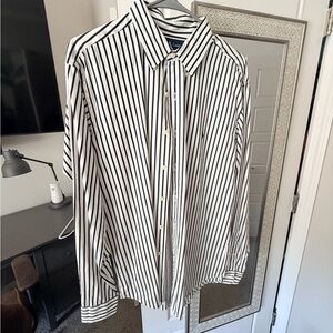 Ralph Lauren Men's Black and White Striped Shirt